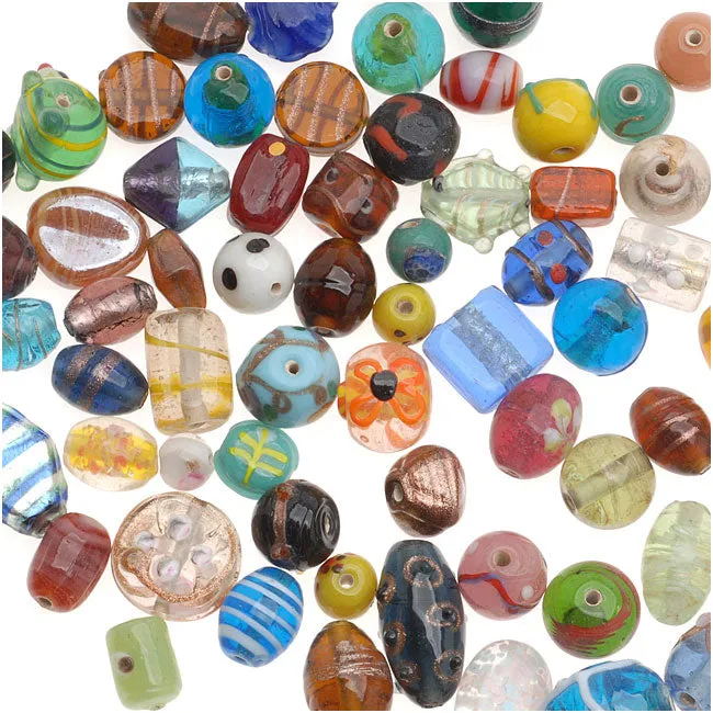 1/2 Pound Lampwork Glass Beads Mix Assorted Styles & Sizes (8 oz)