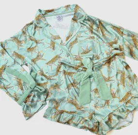 8 Oak Lane - Women's Leopard Satin Pajama Set