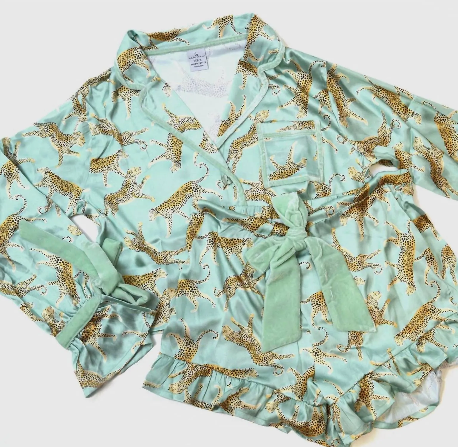 8 Oak Lane - Women's Leopard Satin Pajama Set