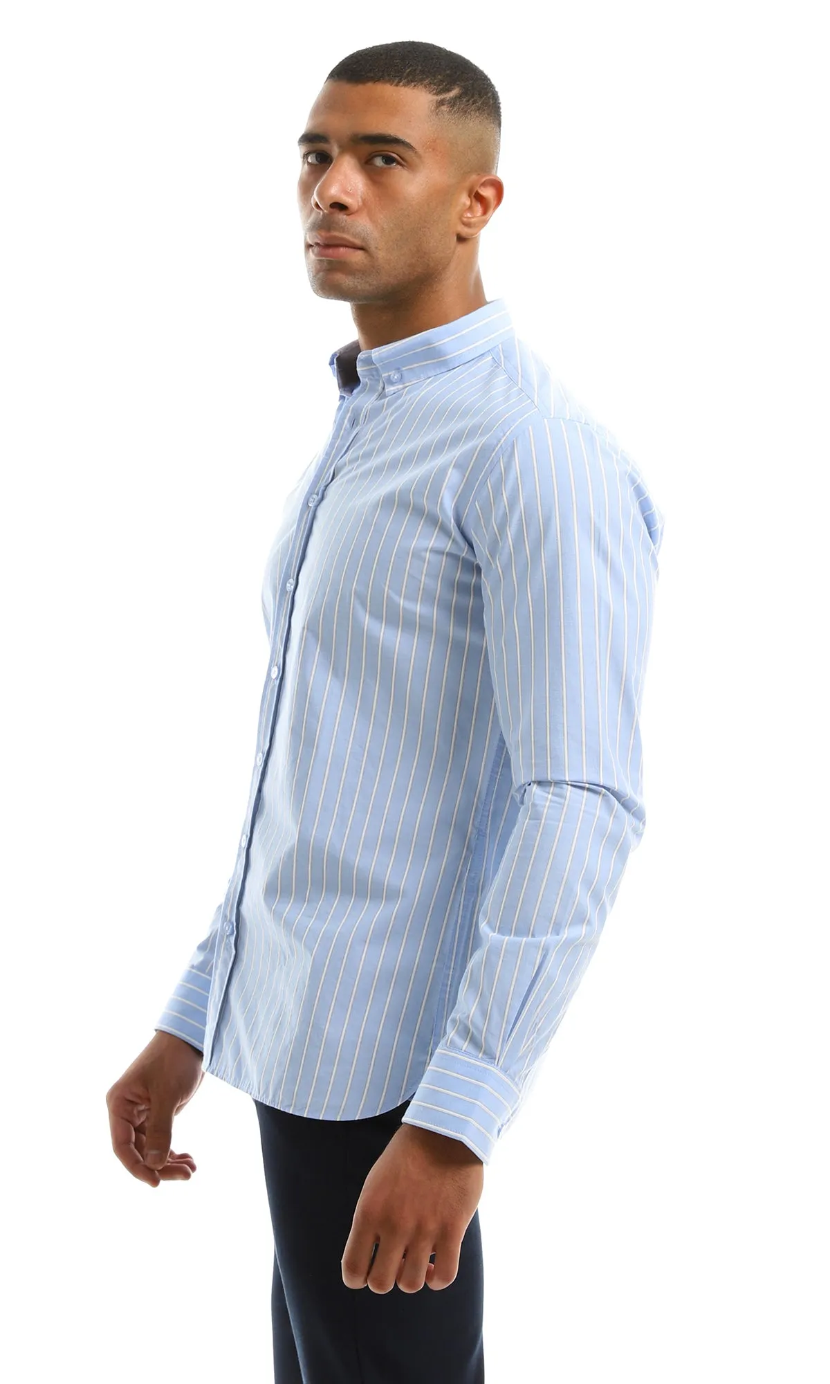 98175 Striped Blue Trendy Long Sleeves Shirt