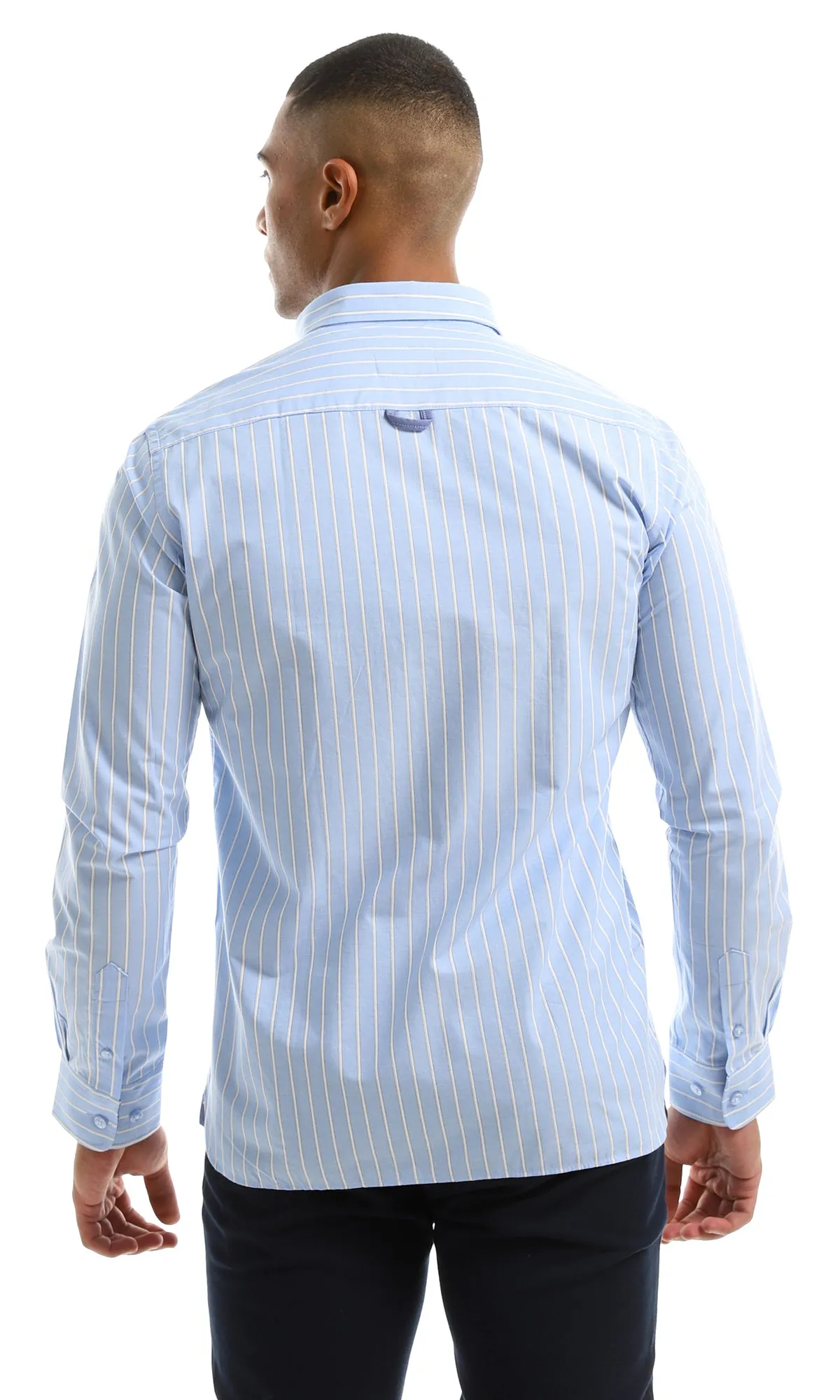 98175 Striped Blue Trendy Long Sleeves Shirt