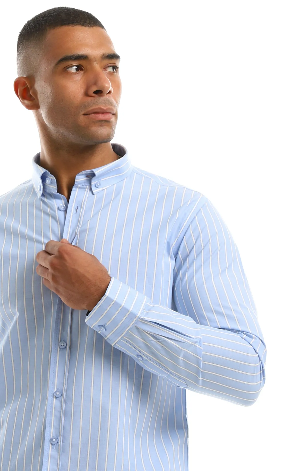 98175 Striped Blue Trendy Long Sleeves Shirt