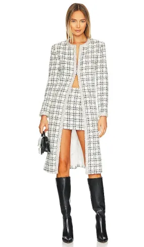 Alice   Olivia Tulsi Puff Sleeve Maxi Jacket in Black,White