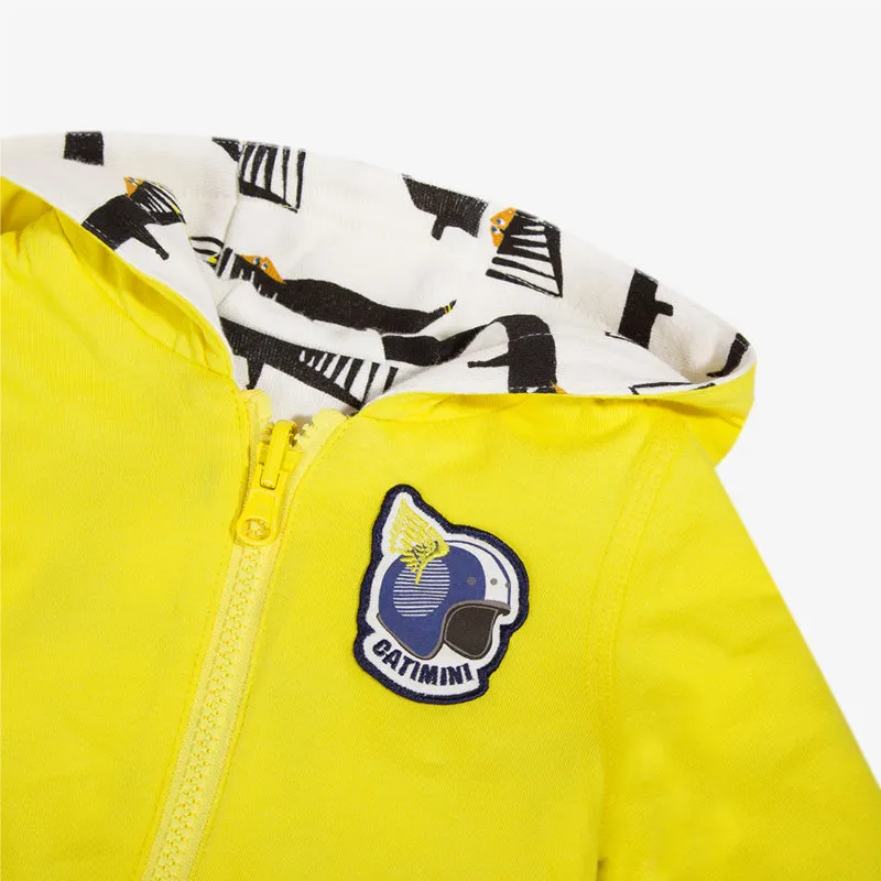 Baby boy reversible zipped sweatshirt with crocodile print
