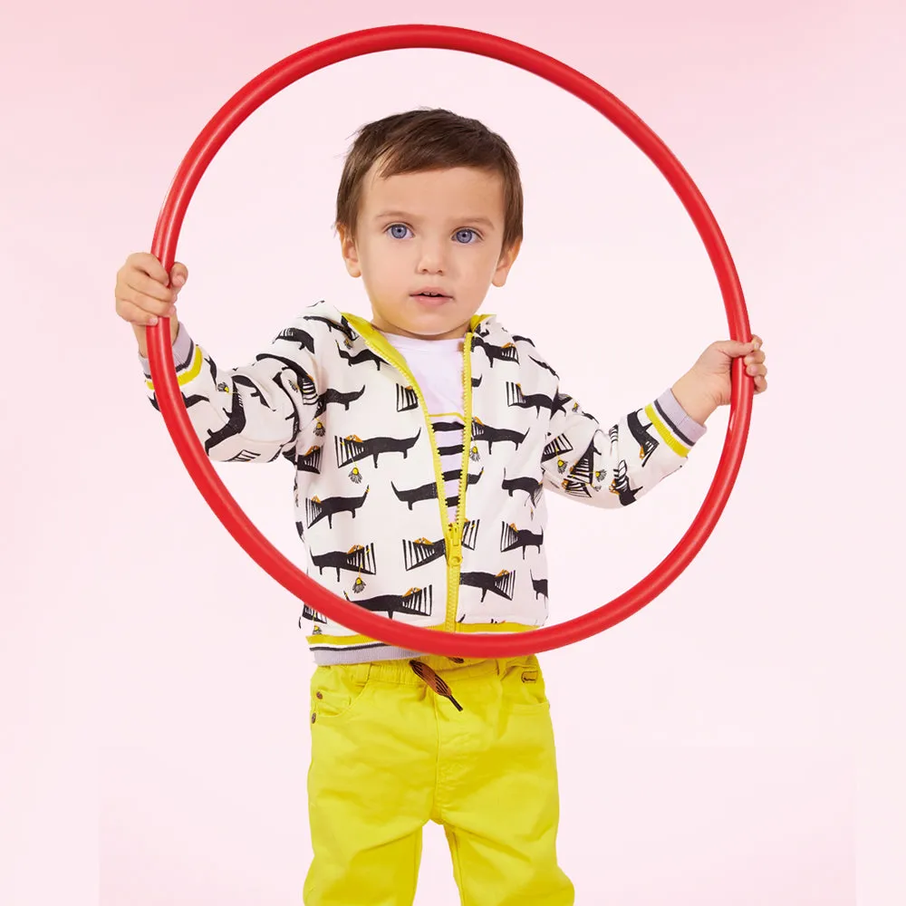 Baby boy reversible zipped sweatshirt with crocodile print