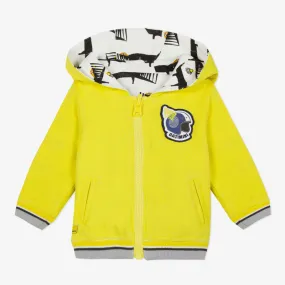 Baby boy reversible zipped sweatshirt with crocodile print