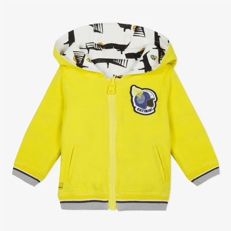 Baby boy reversible zipped sweatshirt with crocodile print