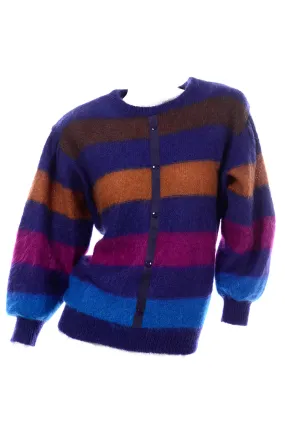 Colorful Vintage Escada by Margaretha Ley Mohair Striped Sweater