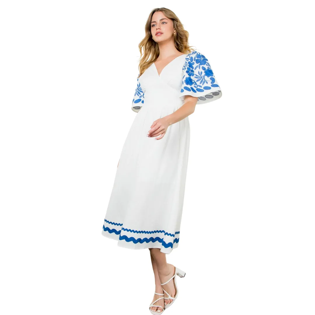 Embroidered Detail Midi Dress