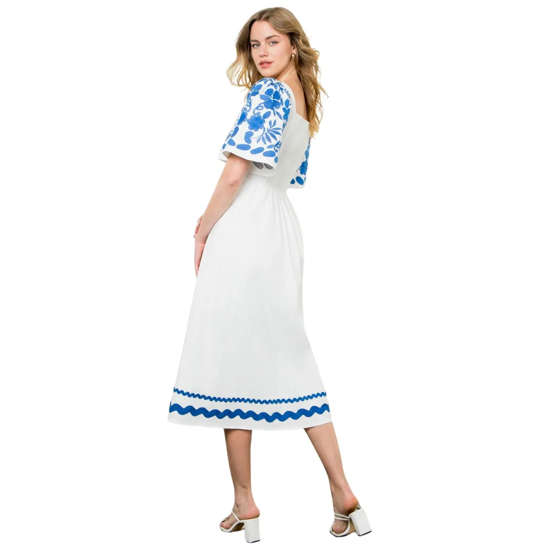 Embroidered Detail Midi Dress