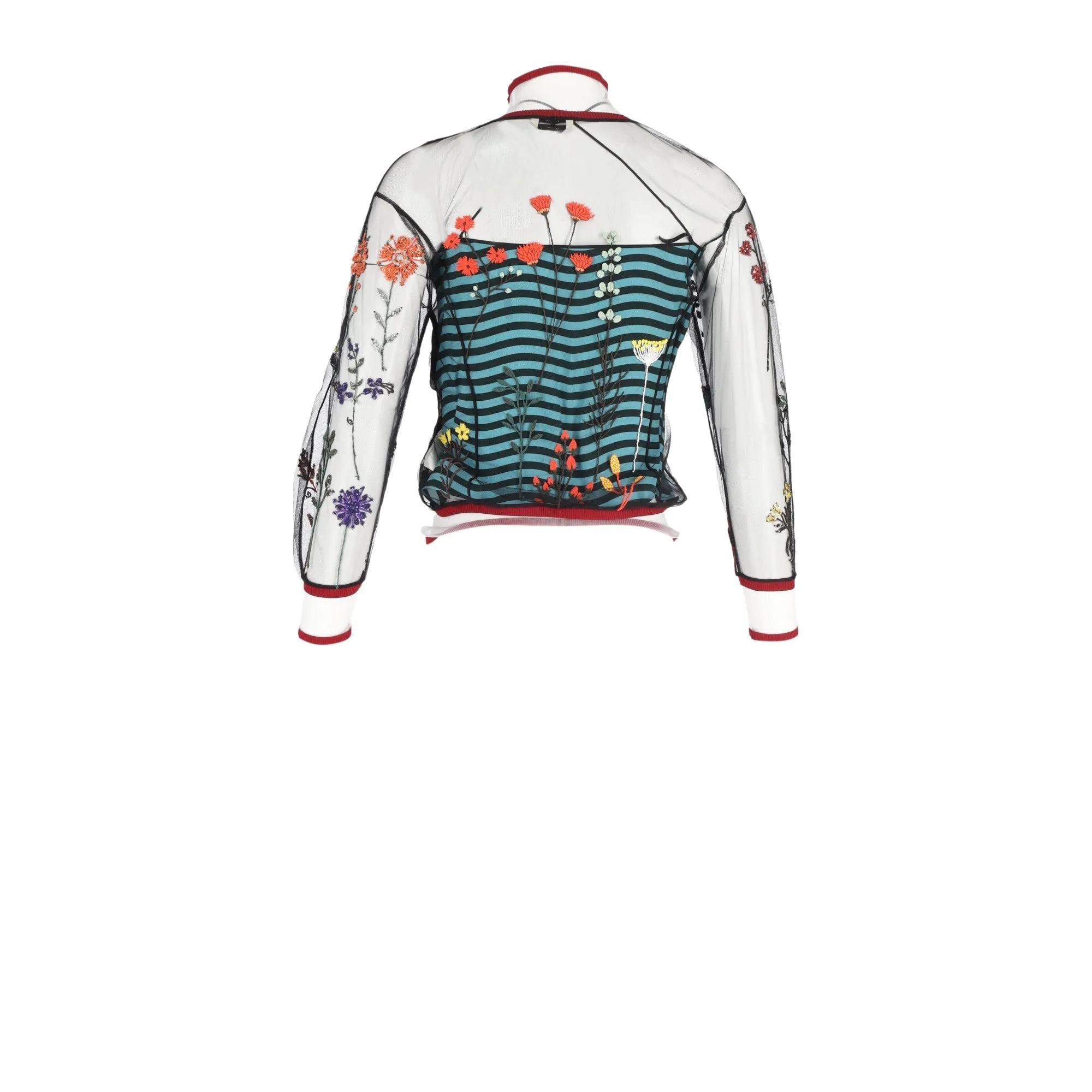 Fendi Mesh Embroidered Blouse in Multicolor Nylon