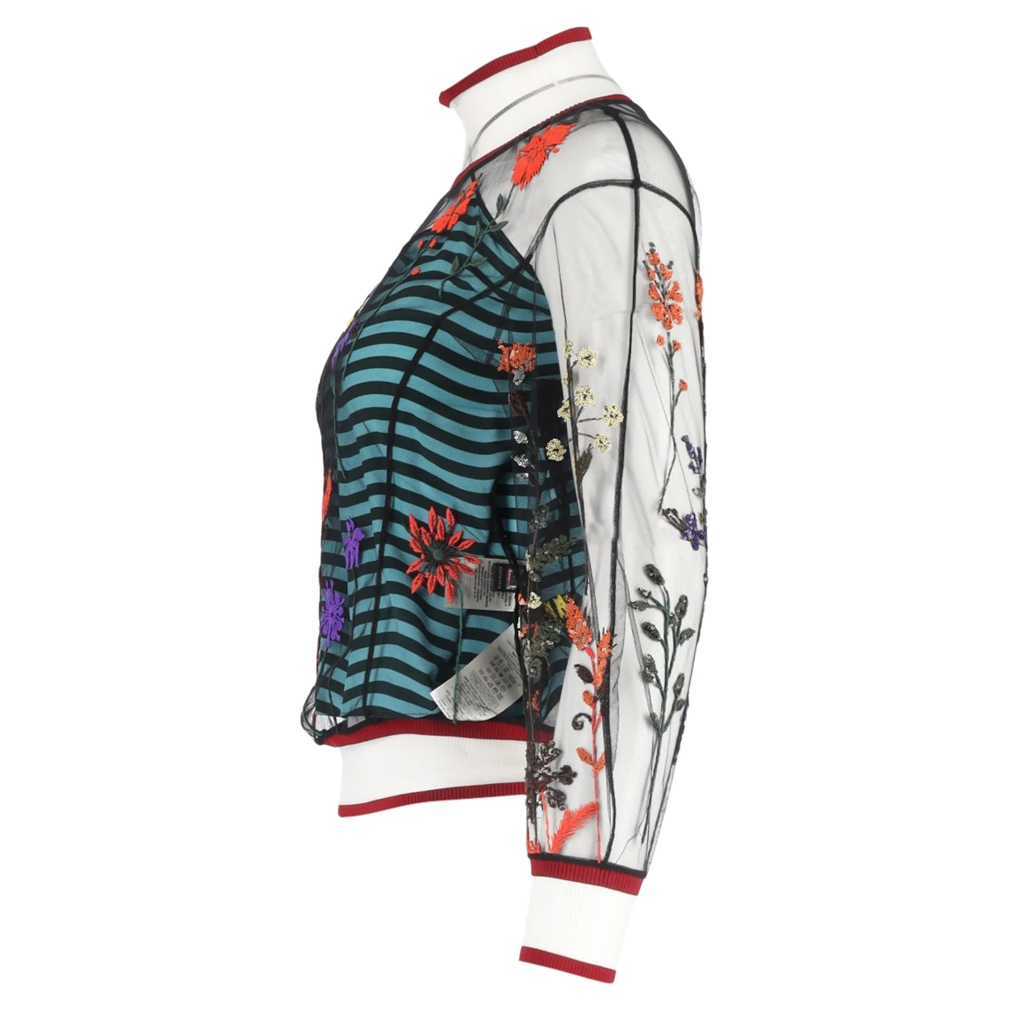 Fendi Mesh Embroidered Blouse in Multicolor Nylon