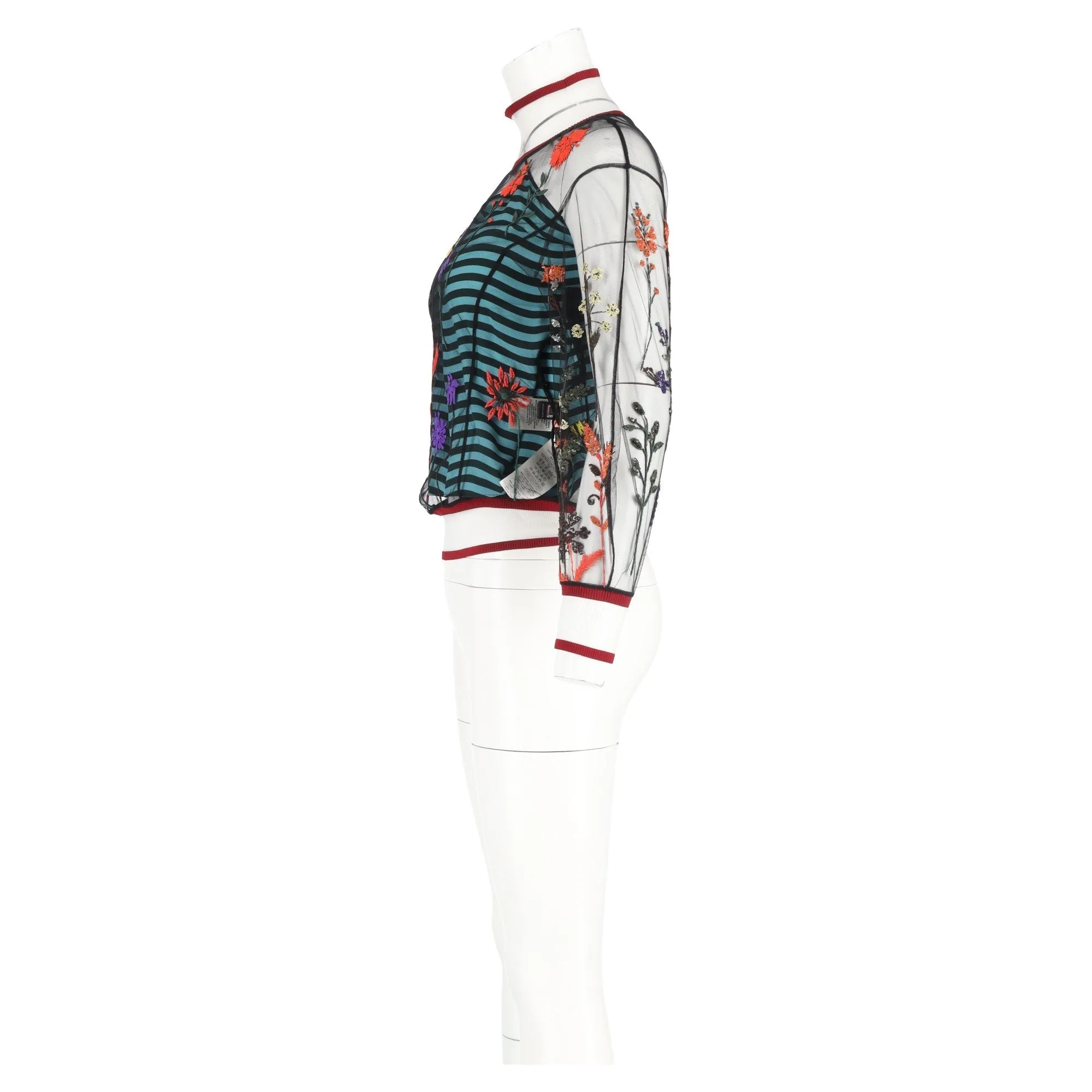 Fendi Mesh Embroidered Blouse in Multicolor Nylon