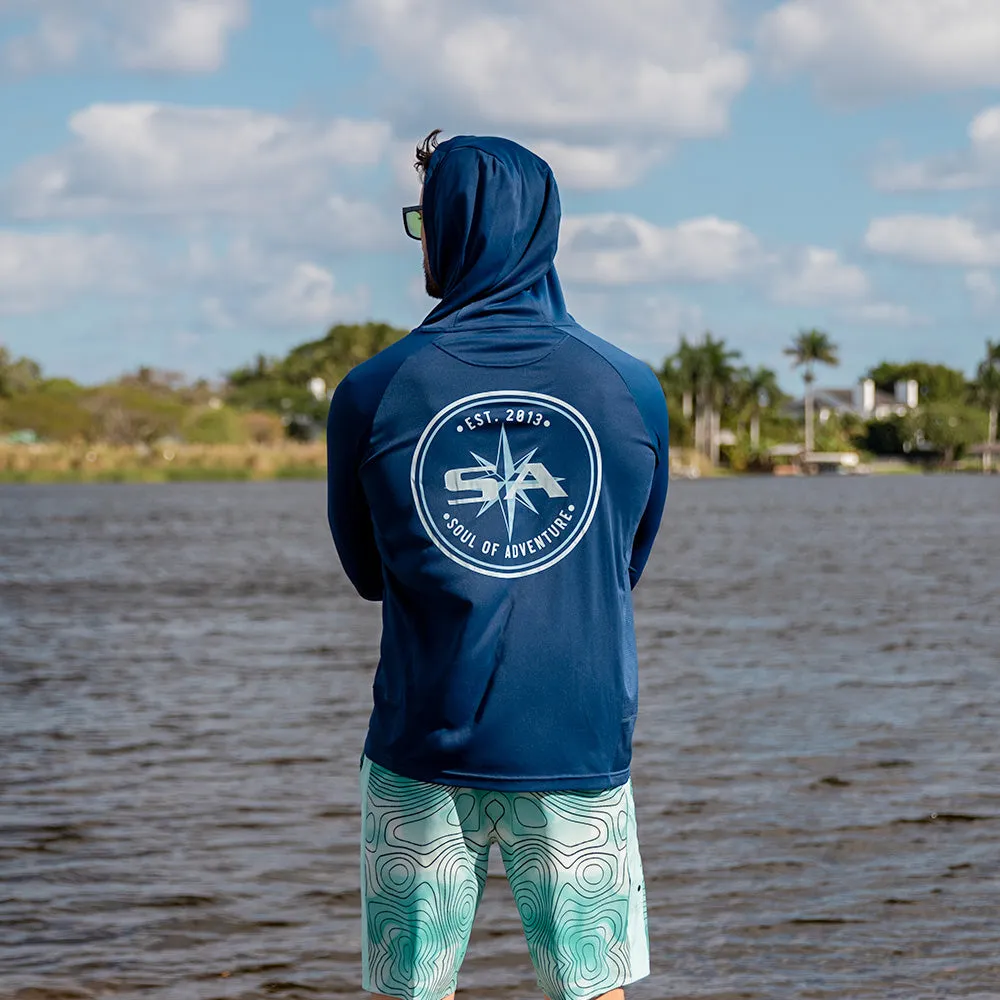 Hooded Performance Long Sleeve Shirt | Underwater Topography PreOrder