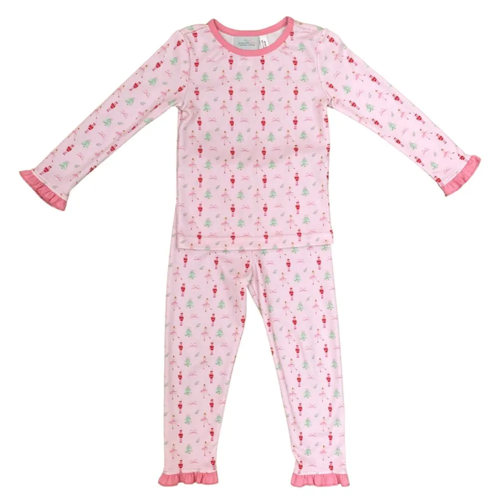 James & Lottie Girls Jammies Pajamas Set - Pink Nutcrackers - Ruffle Trim
