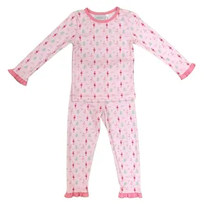 James & Lottie Girls Jammies Pajamas Set - Pink Nutcrackers - Ruffle Trim