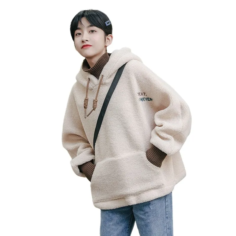 Kawaii Fake Two-piece Lamb Fleece Hoodie