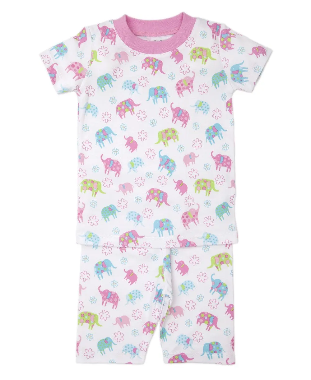 Kissy Kissy Girls Pink / Blue Ele-Fun Elephant Print Short Pajamas
