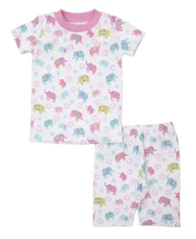 Kissy Kissy Girls Pink / Blue Ele-Fun Elephant Print Short Pajamas