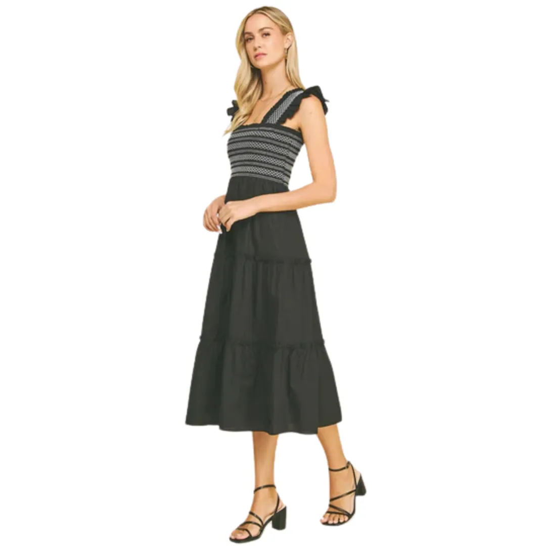 Lace Detailed Tiered Midi Dress