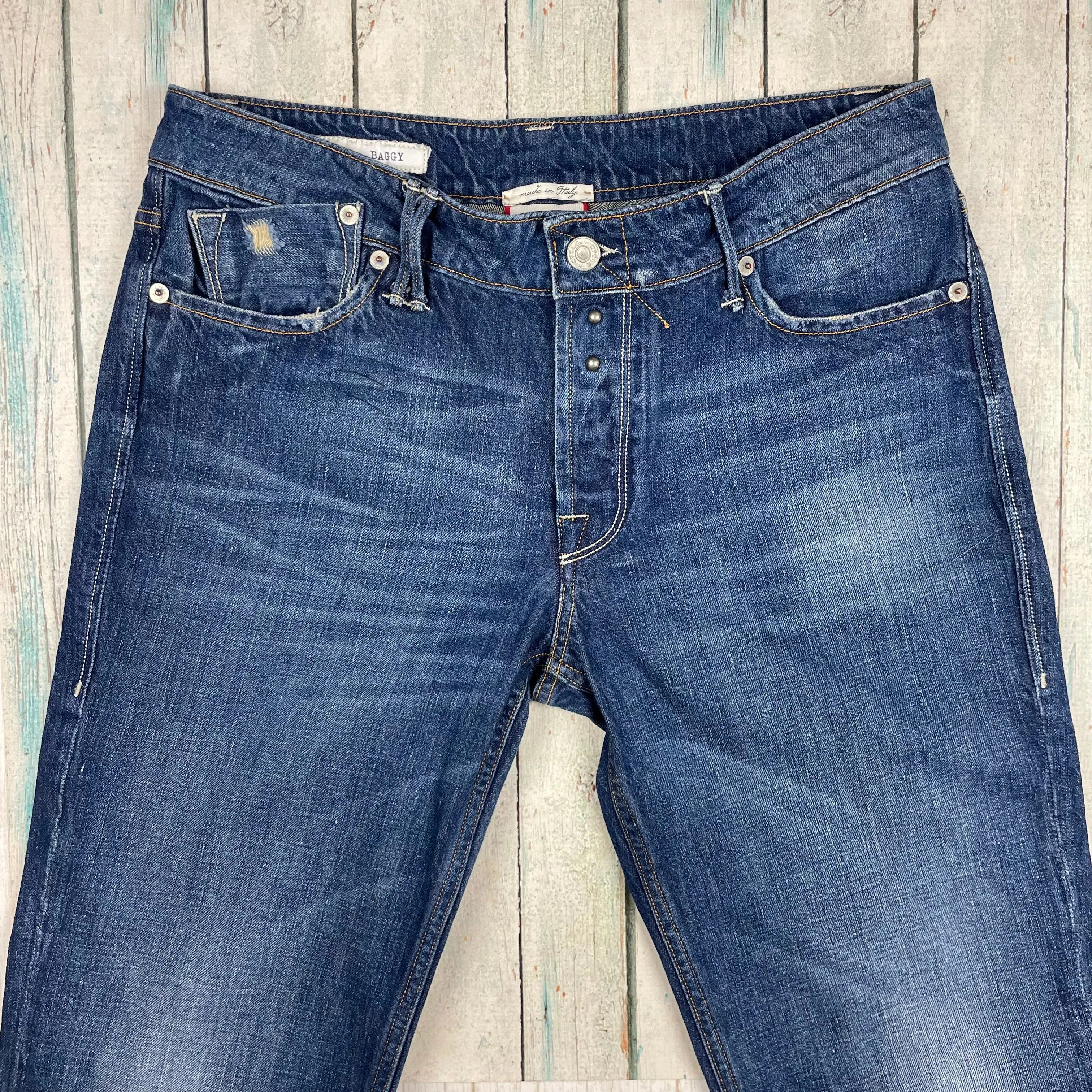 Ladies Italian Made Cycle 'Baggy' Easy Fit Distressed Jeans - Size 27