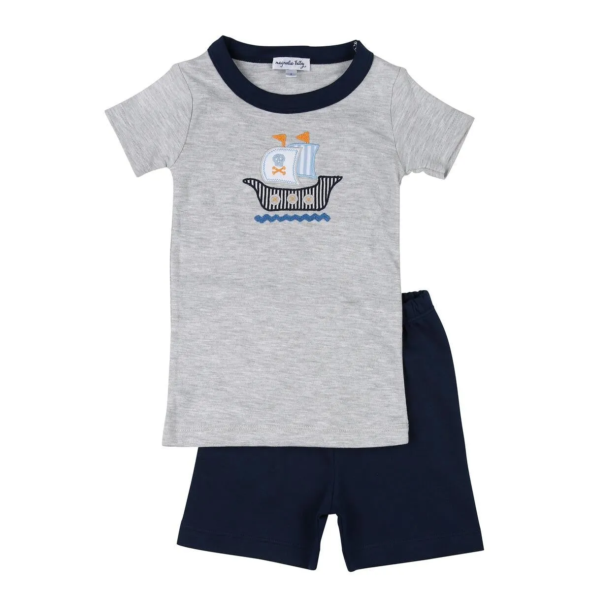 Magnolia Baby Little Boys Gray & Navy Blue Pirate's Life! Short Pajamas