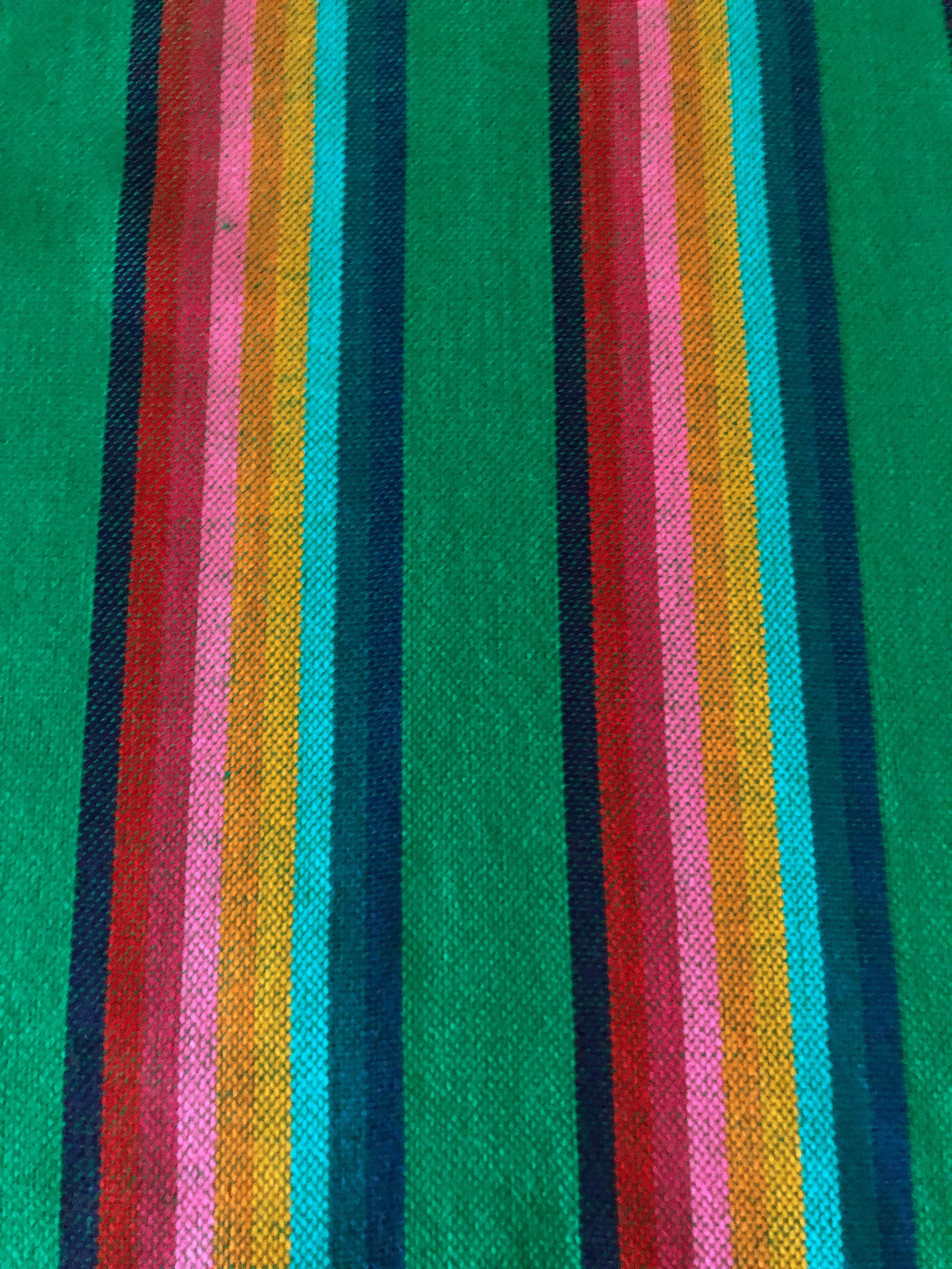 Mexican Fabric Table Runner -green striped