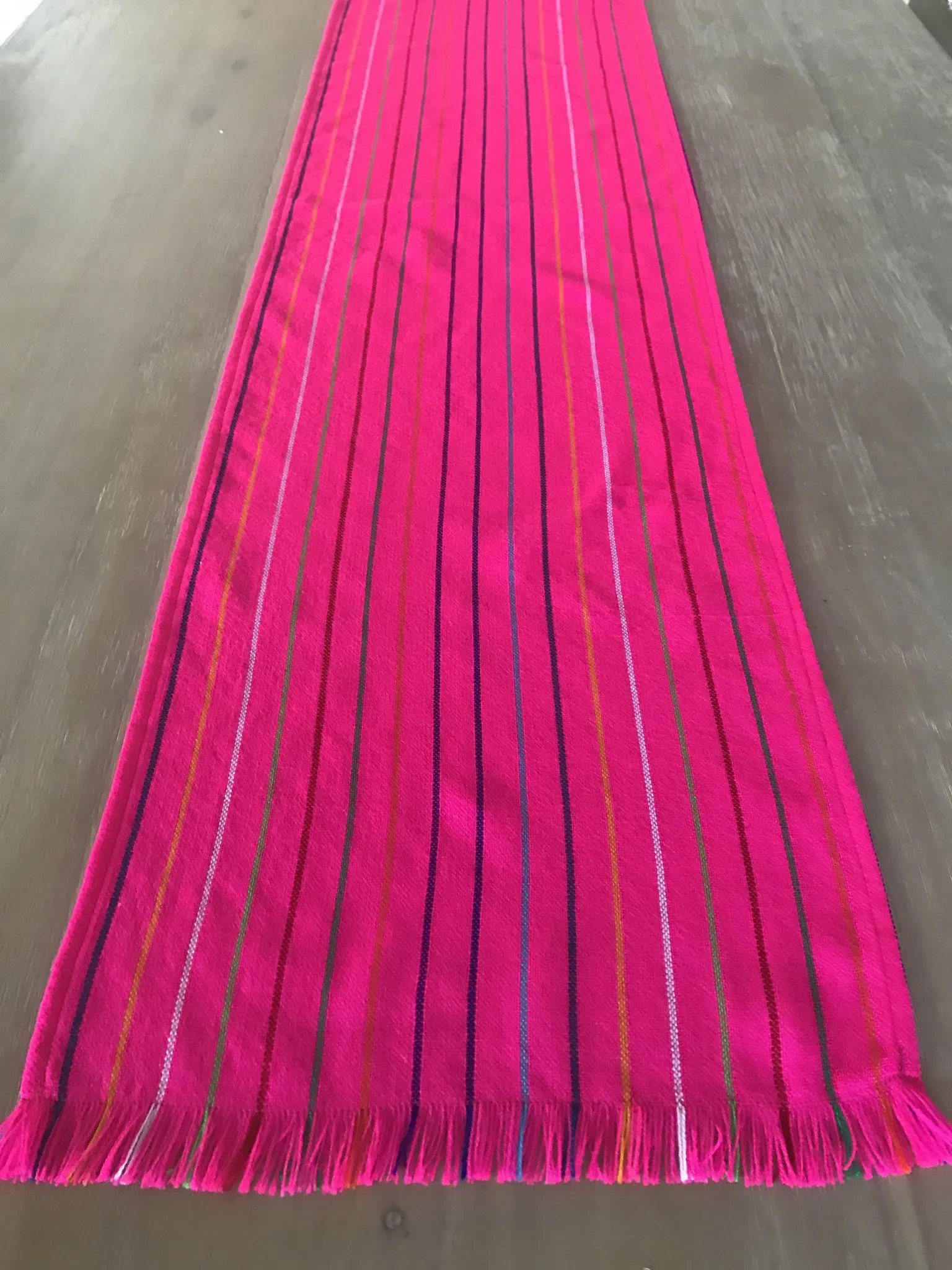 Mexican fabric Table Runner - Hot Pink stripes