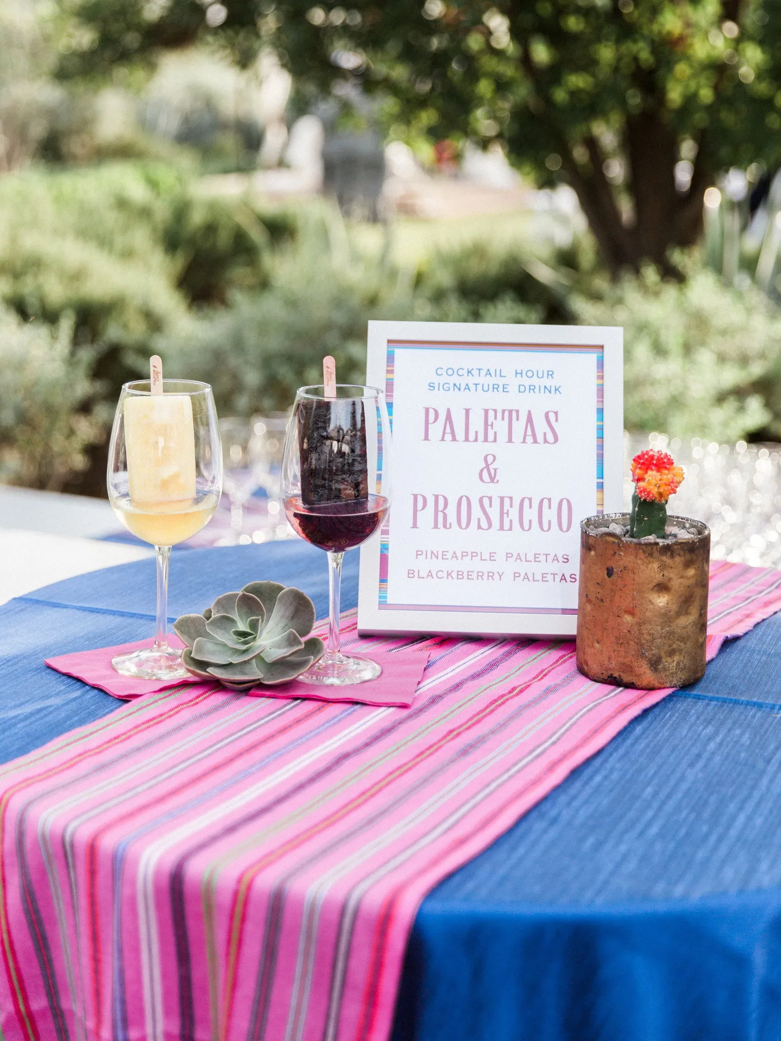 Mexican fabric Table Runner - Hot Pink stripes