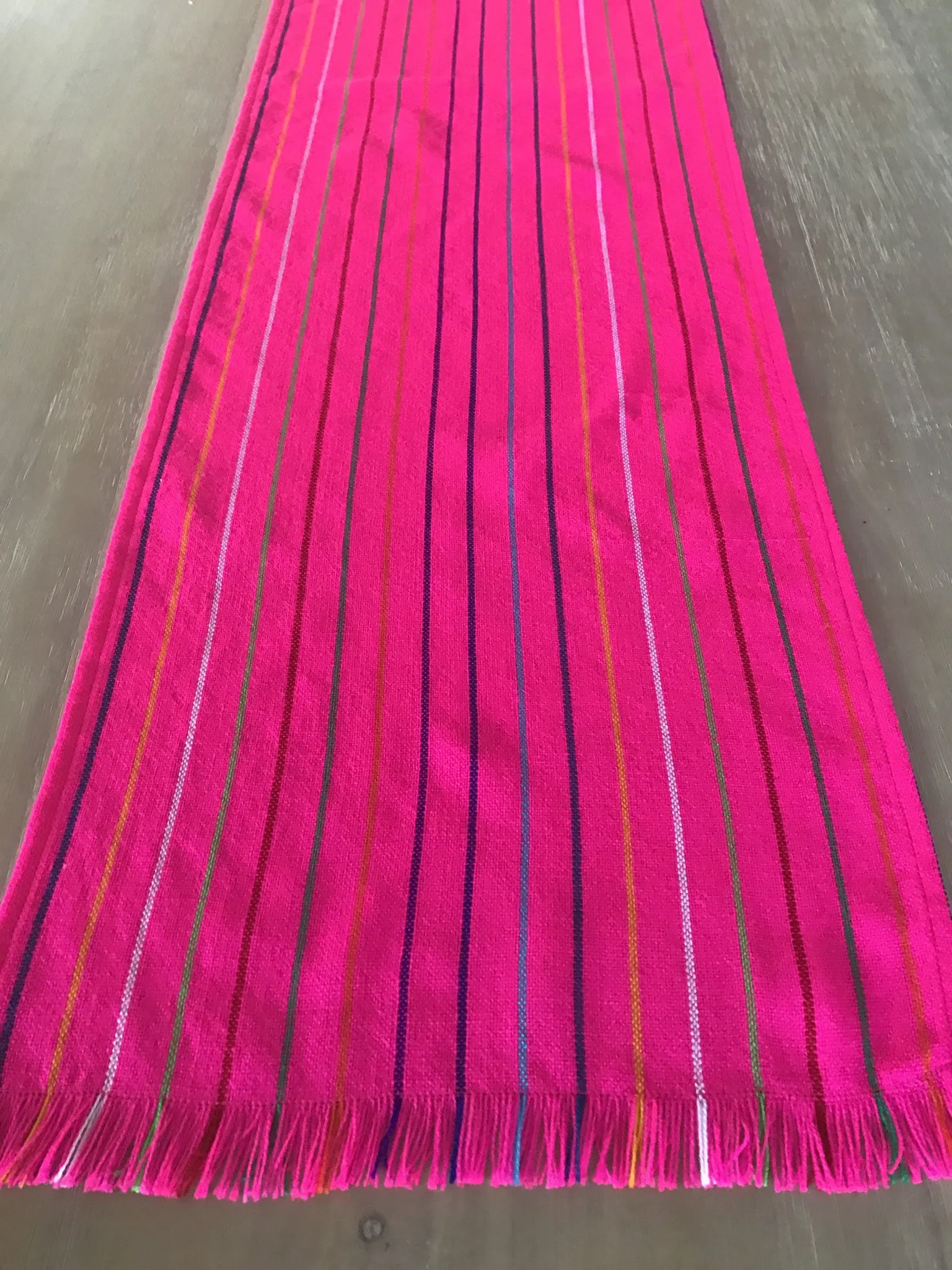 Mexican fabric Table Runner - Hot Pink stripes