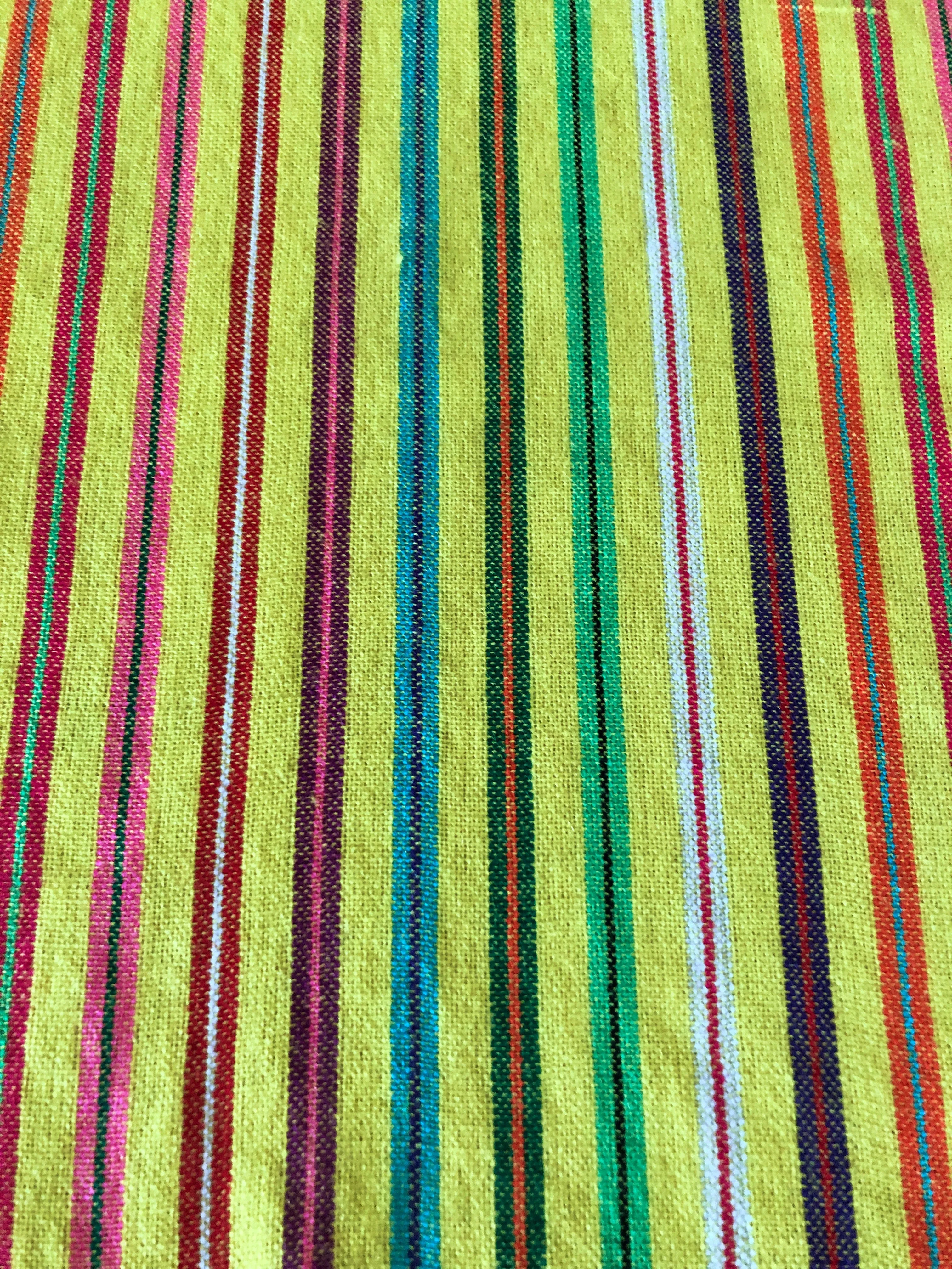 Mexican Fabric Table Runner - striped pale yellow