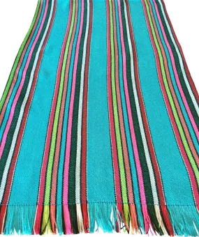 Mexican Fabric Table Runner - Teal Stripes