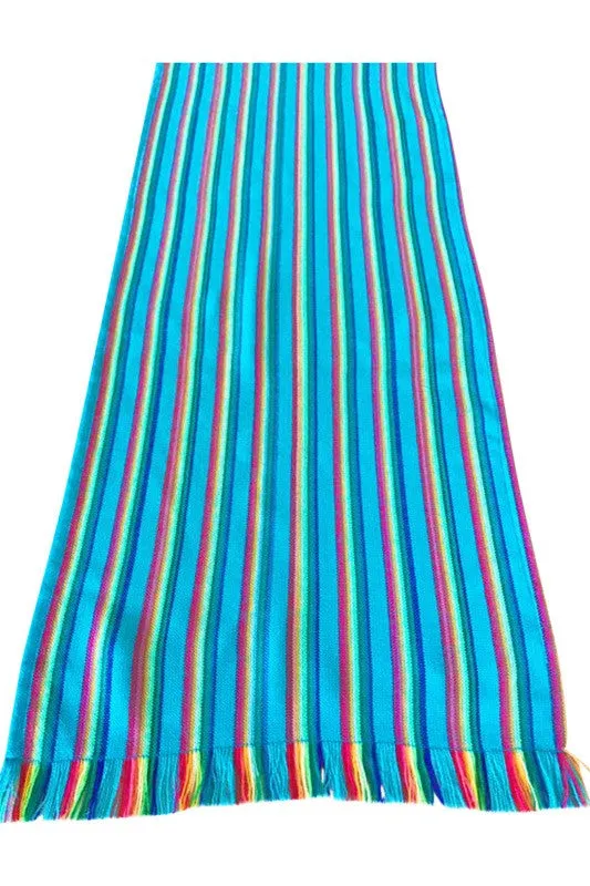 Mexican Table Runner Turquoise Stripes