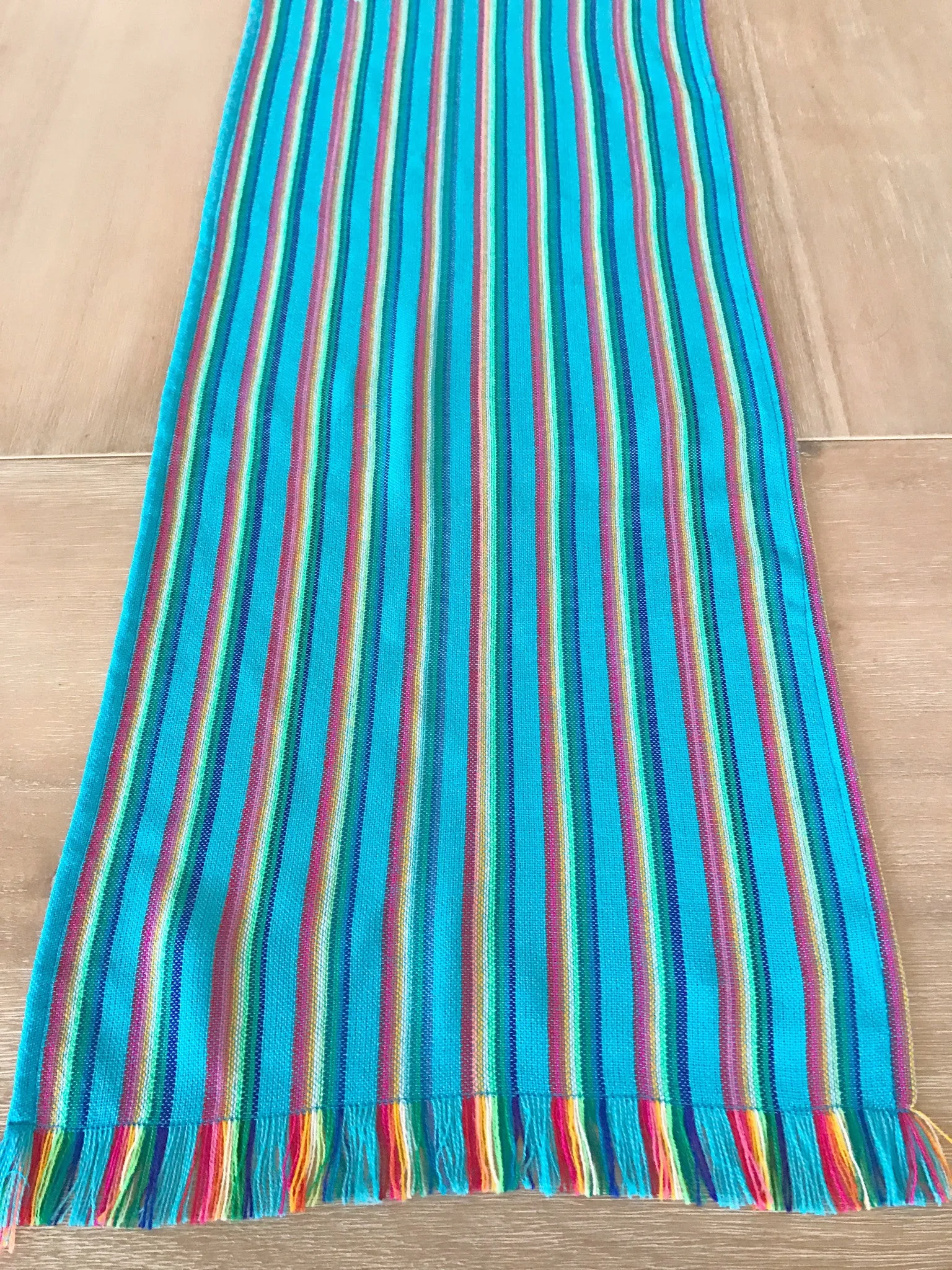 Mexican Table Runner Turquoise Stripes