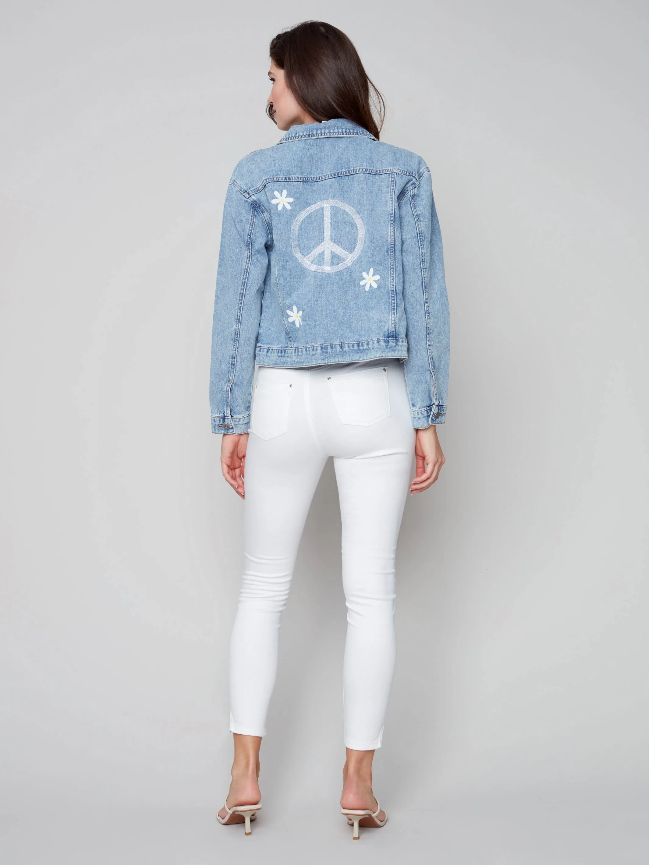 Painted Boyfriend Denim Jacket - Daisy