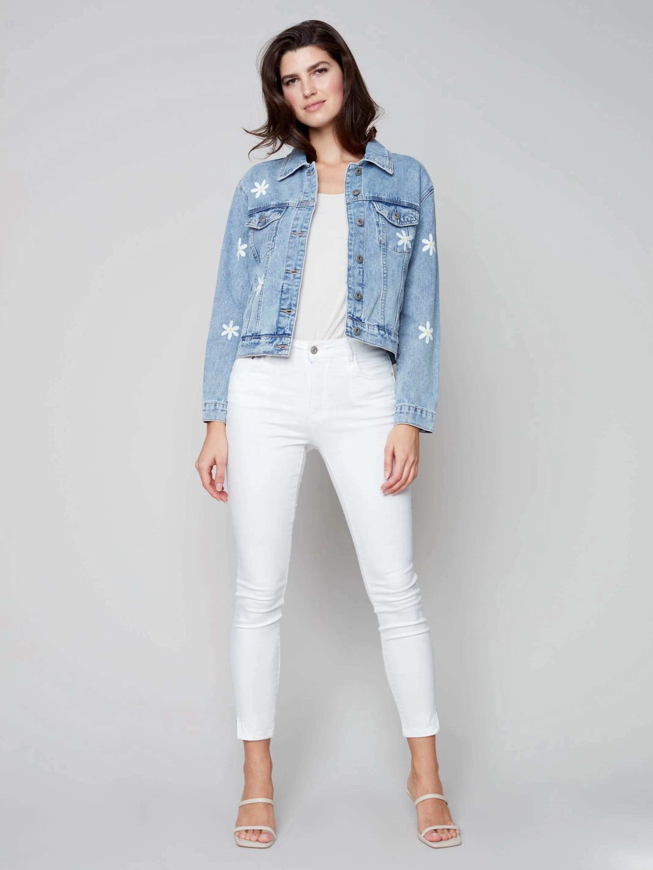 Painted Boyfriend Denim Jacket - Daisy