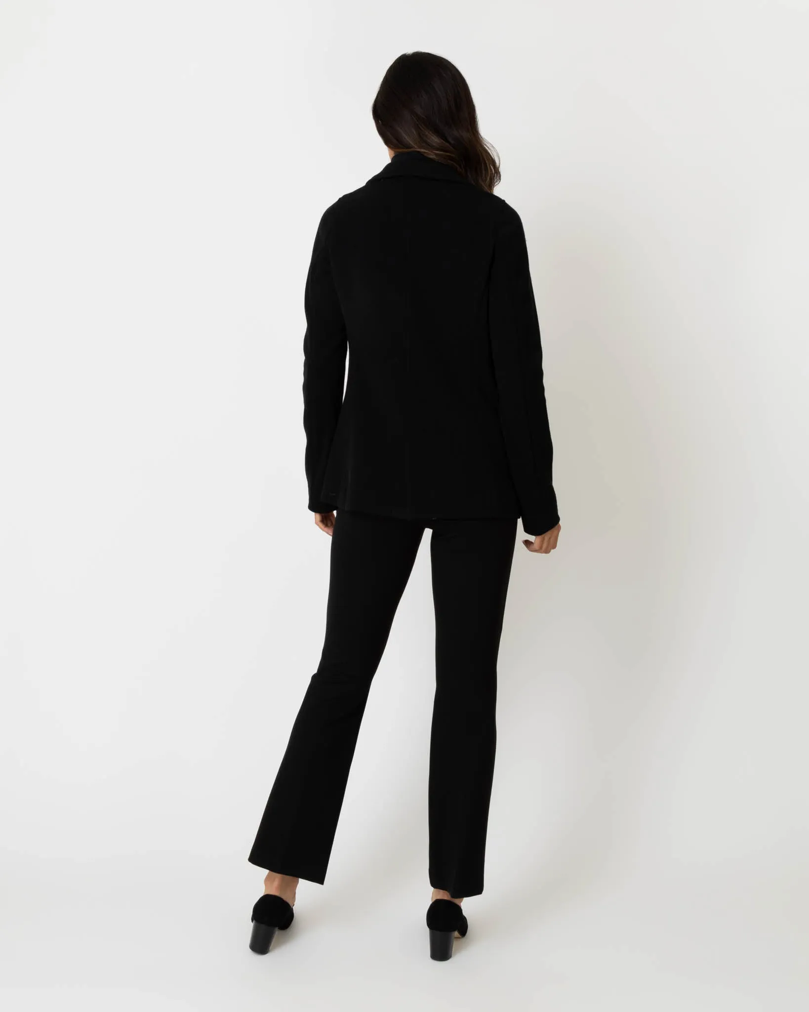 Parker Jacket in Black Wool Pique