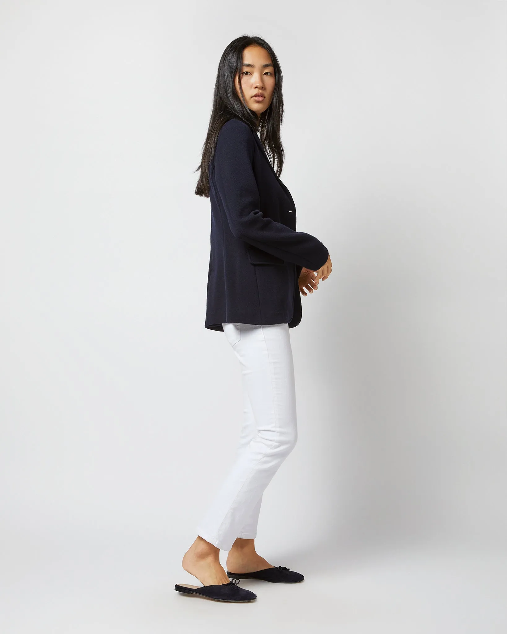 Parker Jacket in Navy Wool Pique