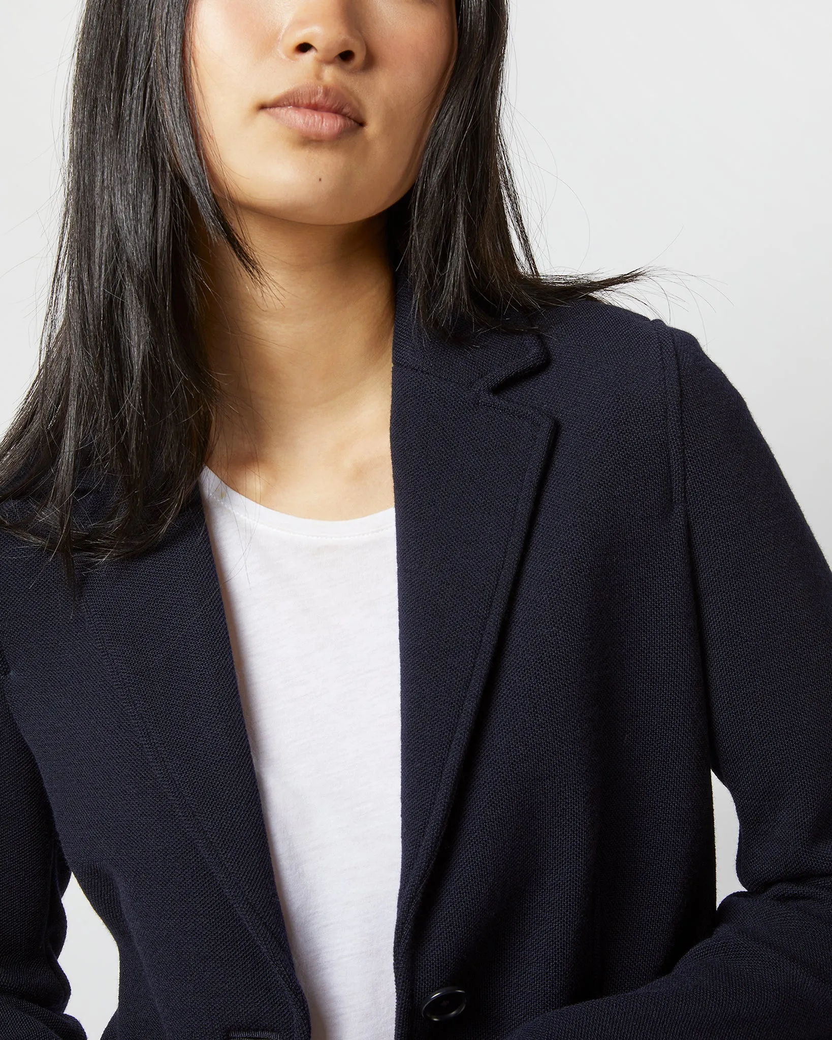 Parker Jacket in Navy Wool Pique