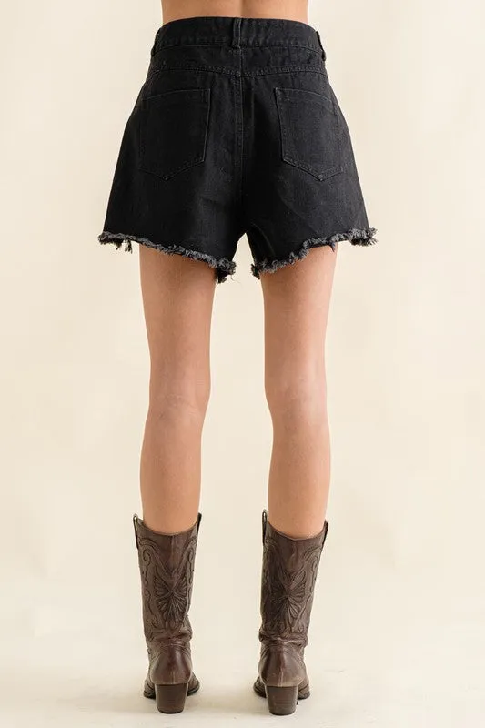 Stylish Chic Frayed Rhinestone Distressed Denim Jeans Bottom Shorts