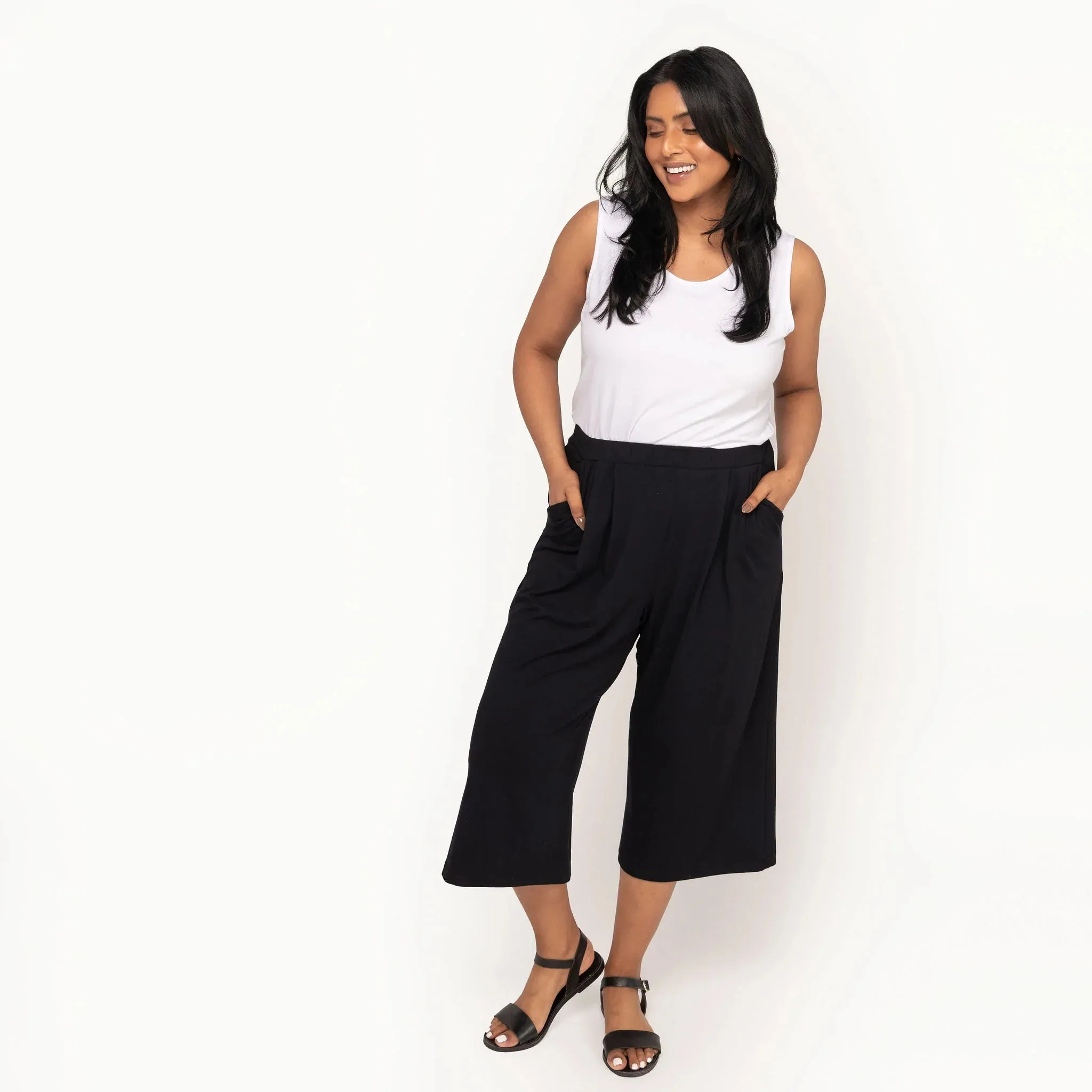 The Comfy Wide Leg Crop in Black - Final Sale