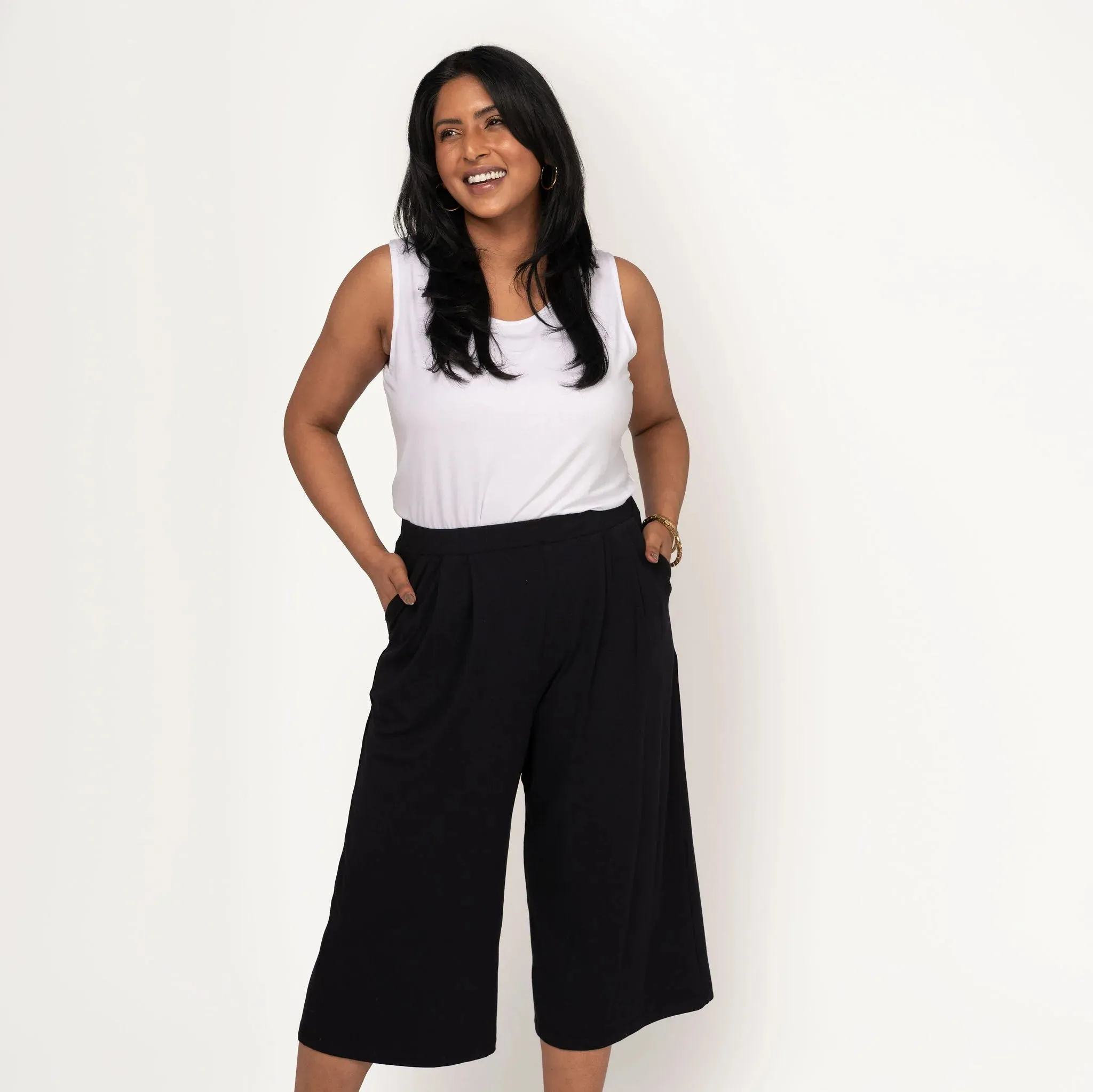 The Comfy Wide Leg Crop in Black - Final Sale