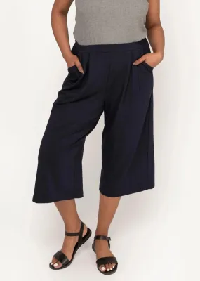 The Comfy Wide Leg Crop in Navy Blue - Final Sale