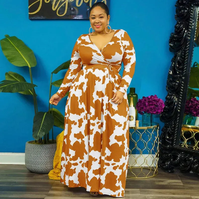 V-Neck Plus Size Party Maxi Dress