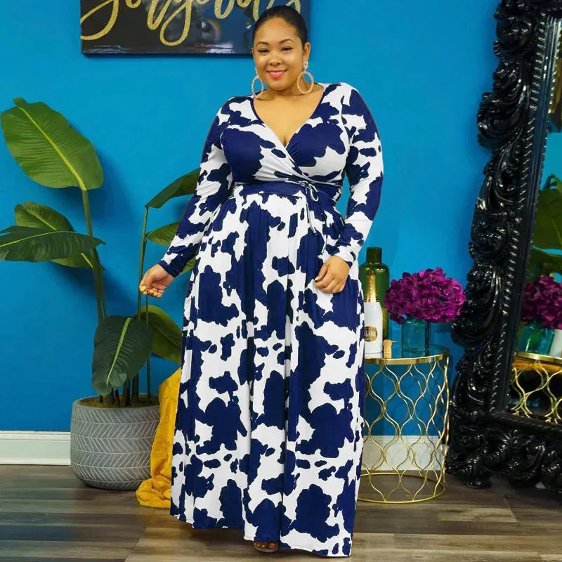 V-Neck Plus Size Party Maxi Dress