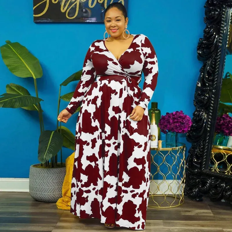 V-Neck Plus Size Party Maxi Dress
