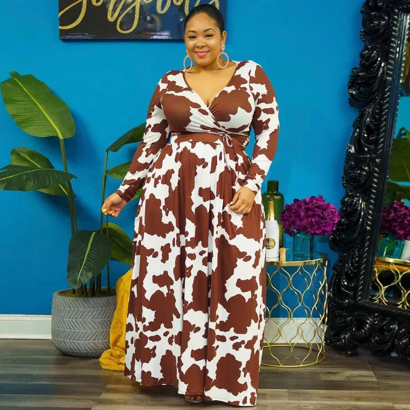 V-Neck Plus Size Party Maxi Dress