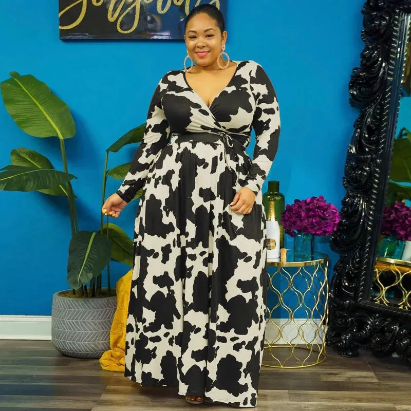 V-Neck Plus Size Party Maxi Dress