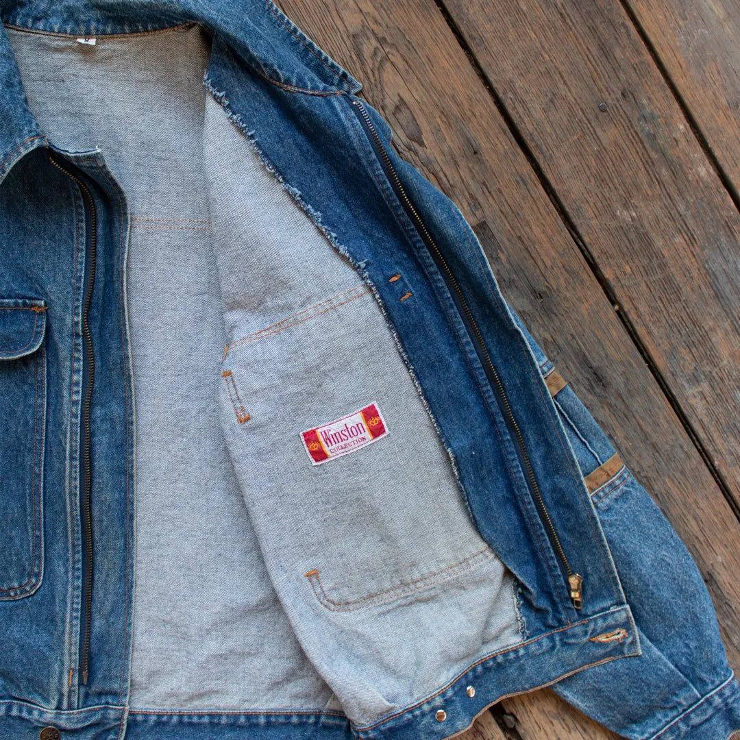 Vintage 1980s Zip Up Denim Jacket with Super Rad Details - Medium