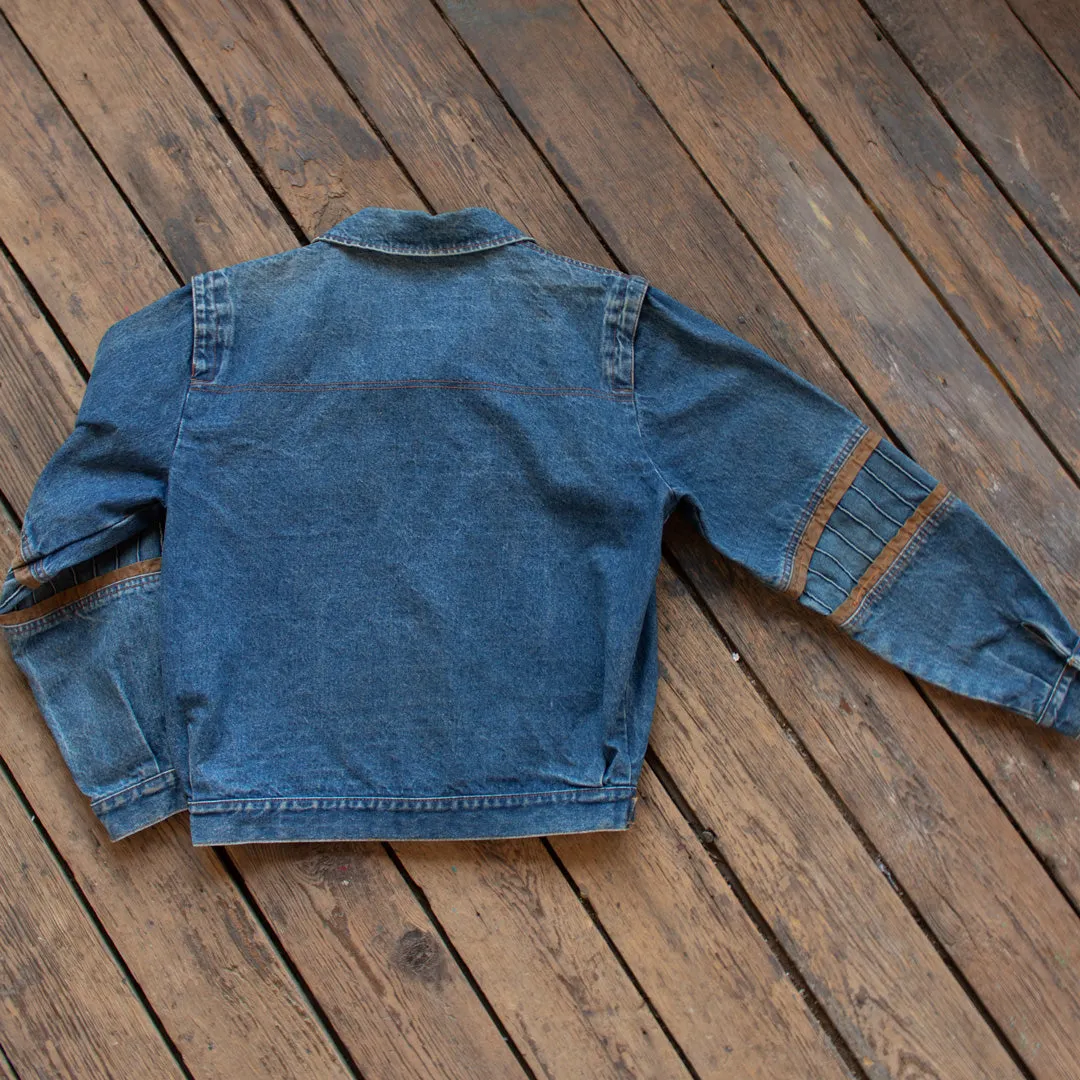Vintage 1980s Zip Up Denim Jacket with Super Rad Details - Medium